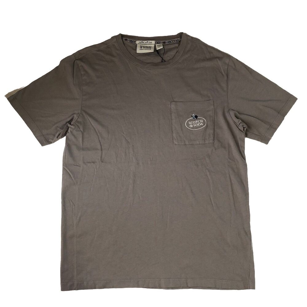 Scotch & Soda Mens T-Shirt Garment Dyed Asphalt Pocket Tee Medium NWT